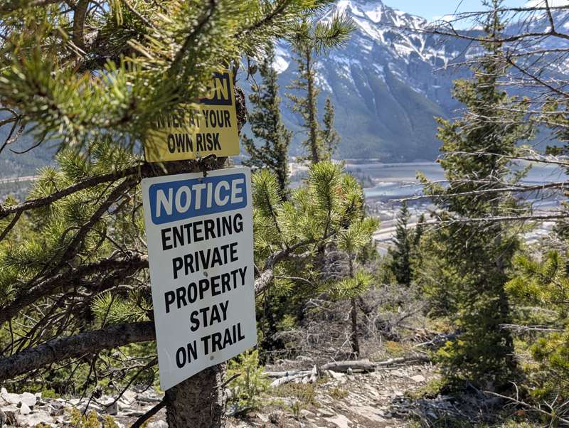 Private property sign on Exshaw Mountain
