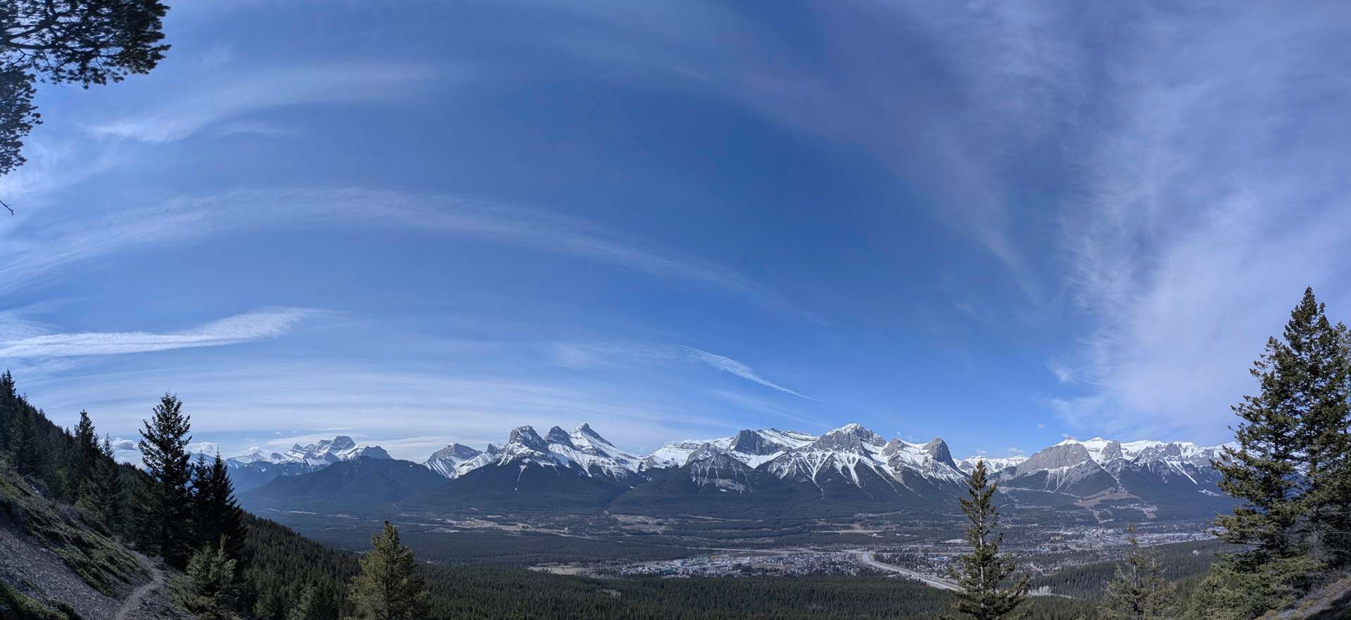 Views over the Bow Valley from the slopes of Grotto Peak